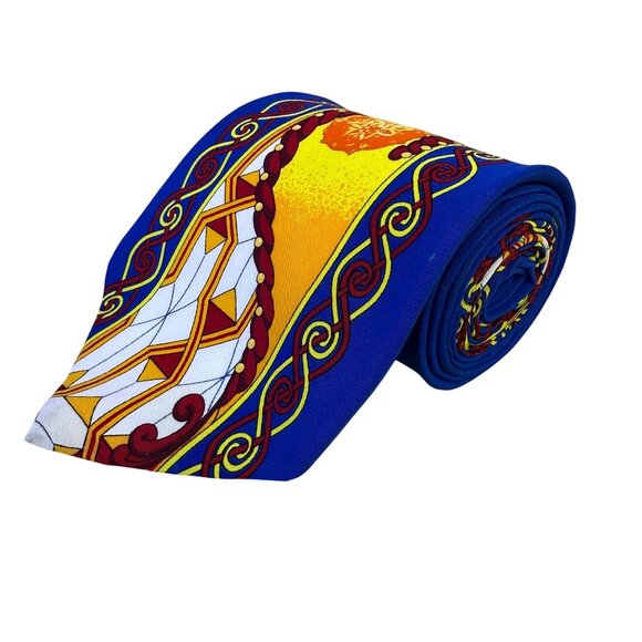 Ruch Limbaugh No Boundaries Collections Blue Silk Abstract Tie Vibrant Pattern - Picture 1 of 7